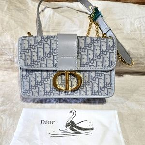 CD Embroidered Grey Shoulder bag